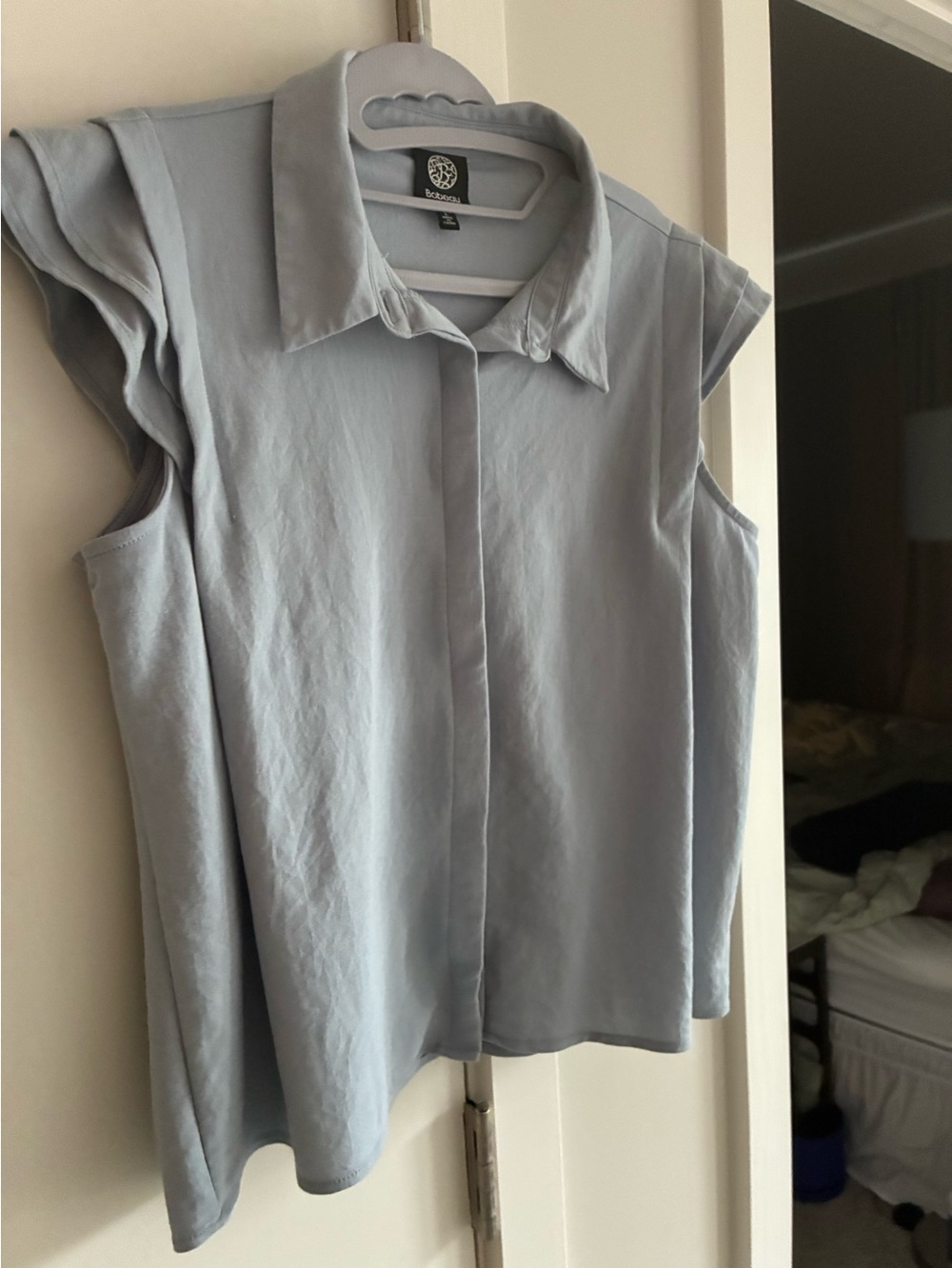Bobeau Light Blue Sleeveless Collared Blouse